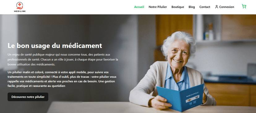 Capture d'écran du projet Medilink (Site Web & Présence Sociale)